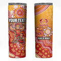 Personalized Suns Football Mascot Skinny Tumbler Aboriginal Dot Art Style Vibrant Indigenous Pattern Design