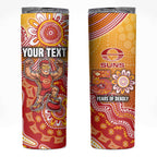 Personalized Suns Football Mascot Skinny Tumbler Aboriginal Dot Art Style Vibrant Indigenous Pattern Design