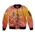 Personalized Suns Football Mascot Sleeve Zip Bomber Jacket Aboriginal Dot Art Style Vibrant Indigenous Pattern Design
