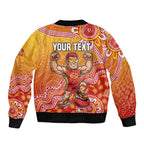 Personalized Suns Football Mascot Sleeve Zip Bomber Jacket Aboriginal Dot Art Style Vibrant Indigenous Pattern Design
