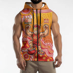 Personalized Suns Football Mascot Sleeveless Zip Hoodie Aboriginal Dot Art Style Vibrant Indigenous Pattern Design