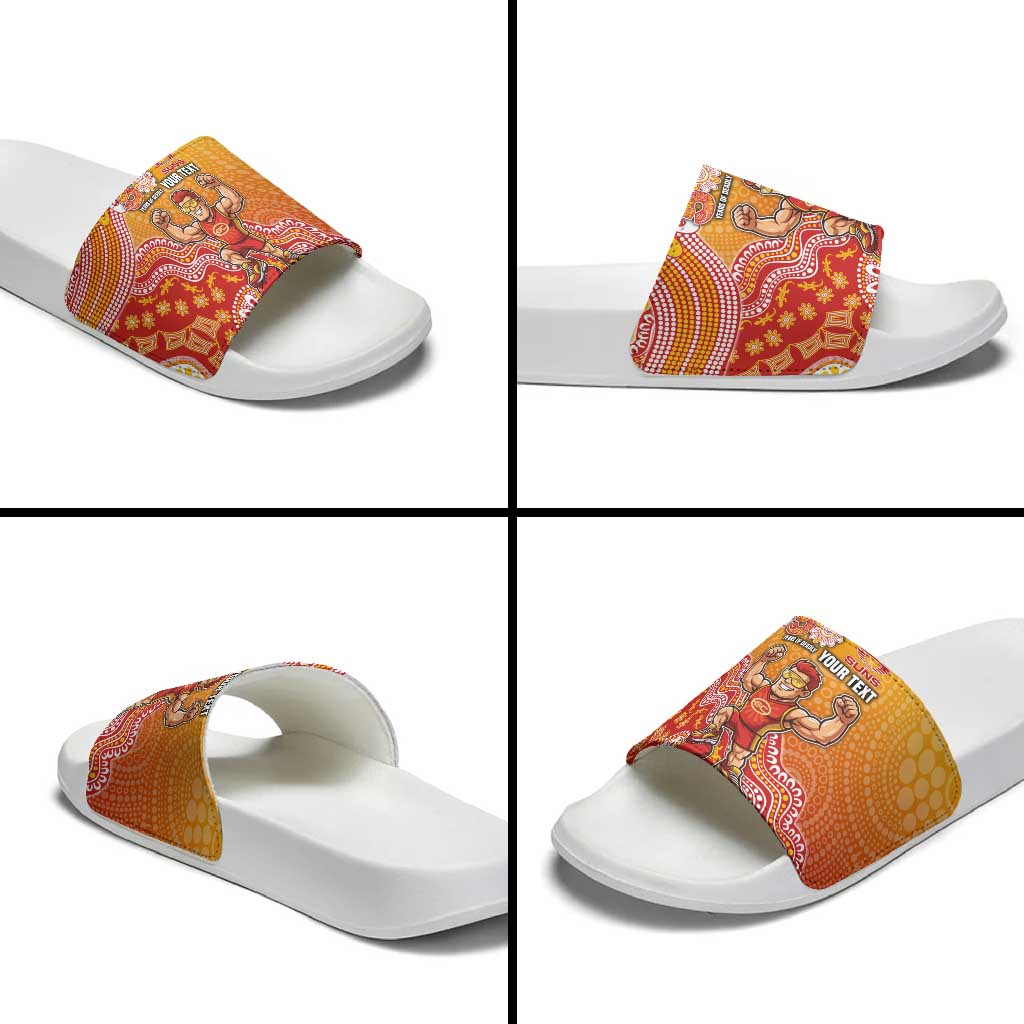 Personalized Suns Football Mascot Slide Sandals Aboriginal Dot Art Style Vibrant Indigenous Pattern Design