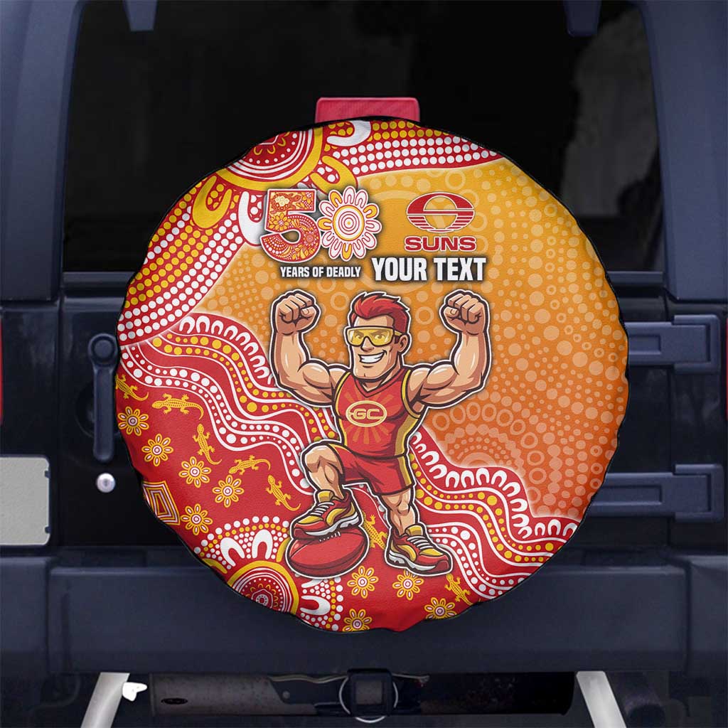 Personalized Suns Football Mascot Spare Tire Cover Aboriginal Dot Art Style Vibrant Indigenous Pattern Design