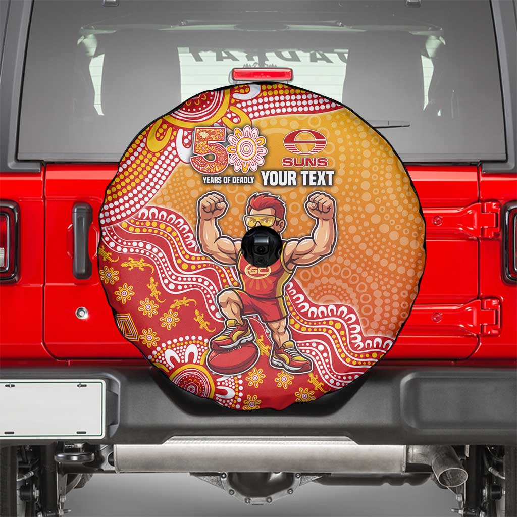 Personalized Suns Football Mascot Spare Tire Cover Aboriginal Dot Art Style Vibrant Indigenous Pattern Design