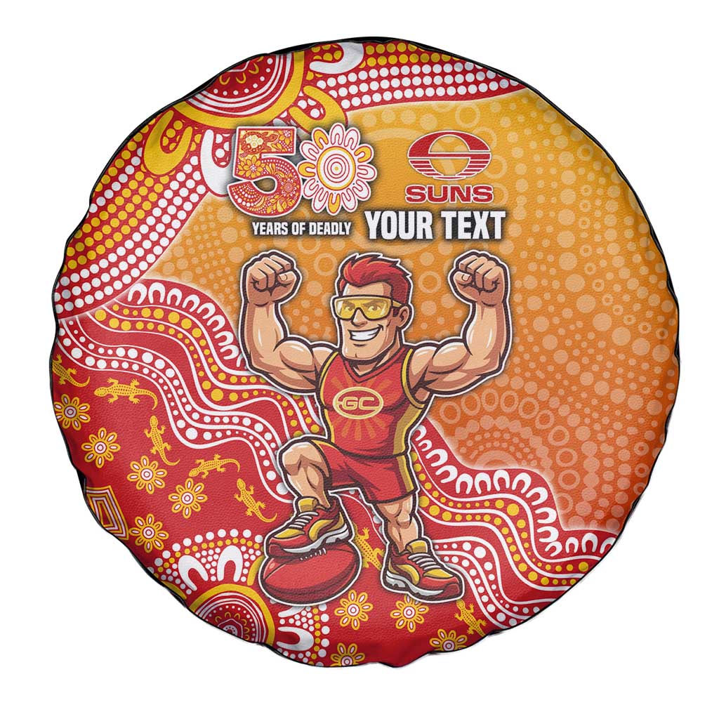 Personalized Suns Football Mascot Spare Tire Cover Aboriginal Dot Art Style Vibrant Indigenous Pattern Design