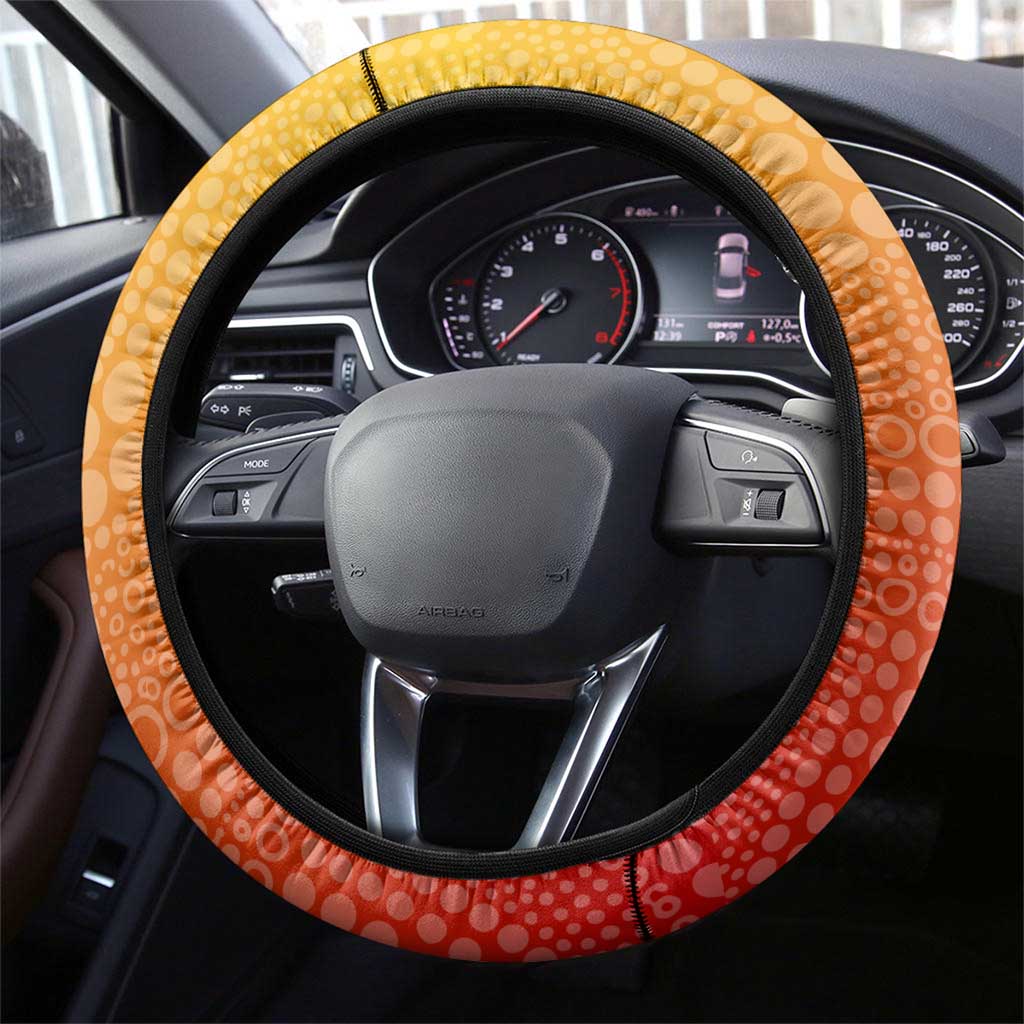 Suns Football Mascot Steering Wheel Cover Aboriginal Dot Art Style Vibrant Indigenous Pattern Design