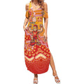 Personalized Suns Football Mascot Summer Maxi Dress Aboriginal Dot Art Style Vibrant Indigenous Pattern Design