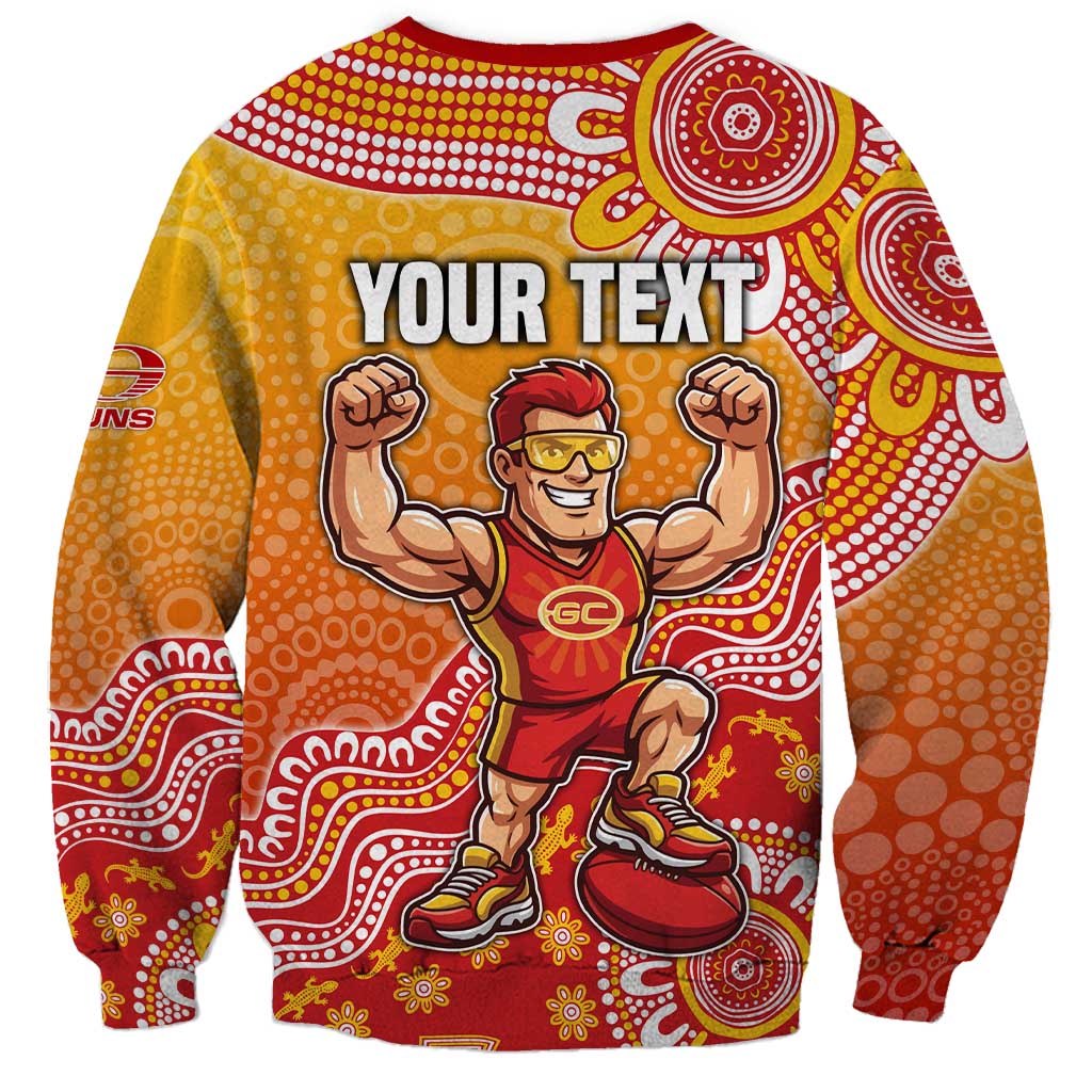 Personalized Suns Football Mascot Sweatshirt Aboriginal Dot Art Style Vibrant Indigenous Pattern Design