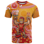 Personalized Suns Football Mascot T Shirt Aboriginal Dot Art Style Vibrant Indigenous Pattern Design