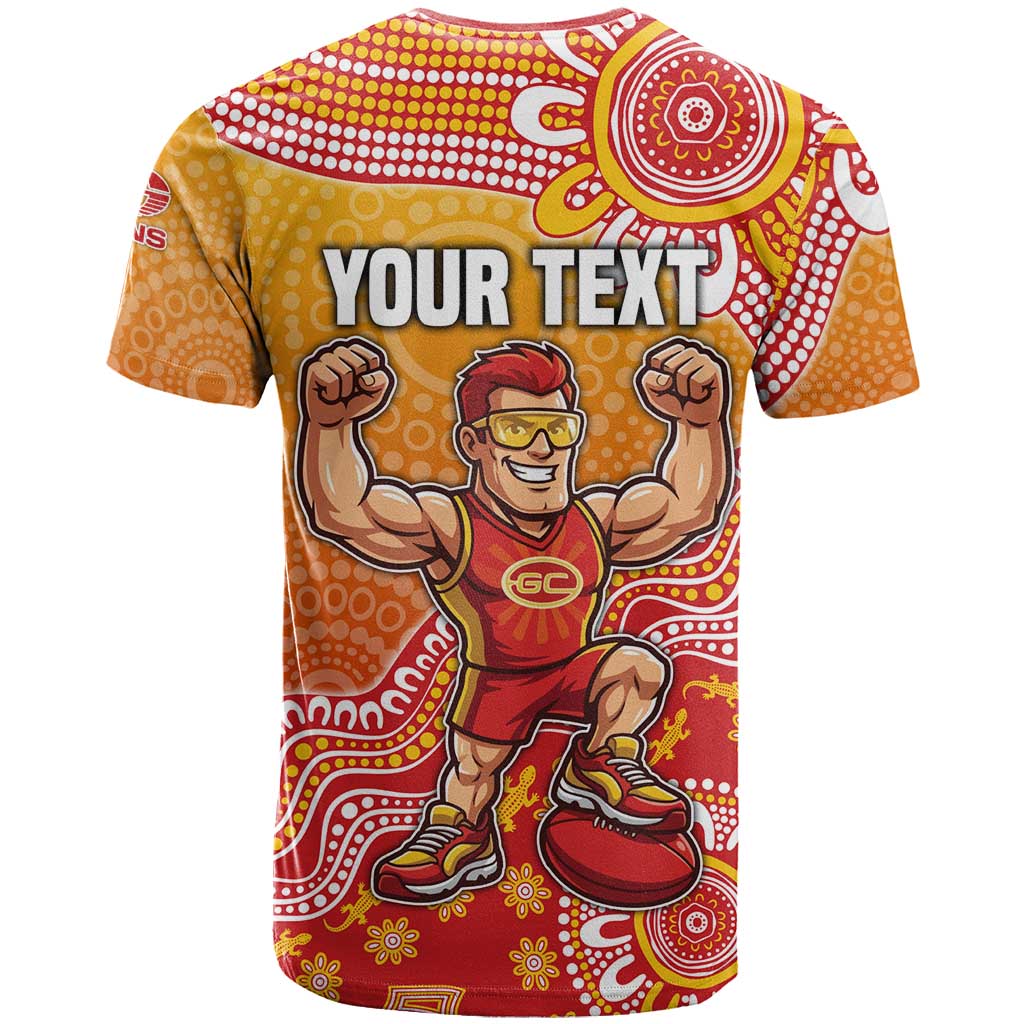 Personalized Suns Football Mascot T Shirt Aboriginal Dot Art Style Vibrant Indigenous Pattern Design