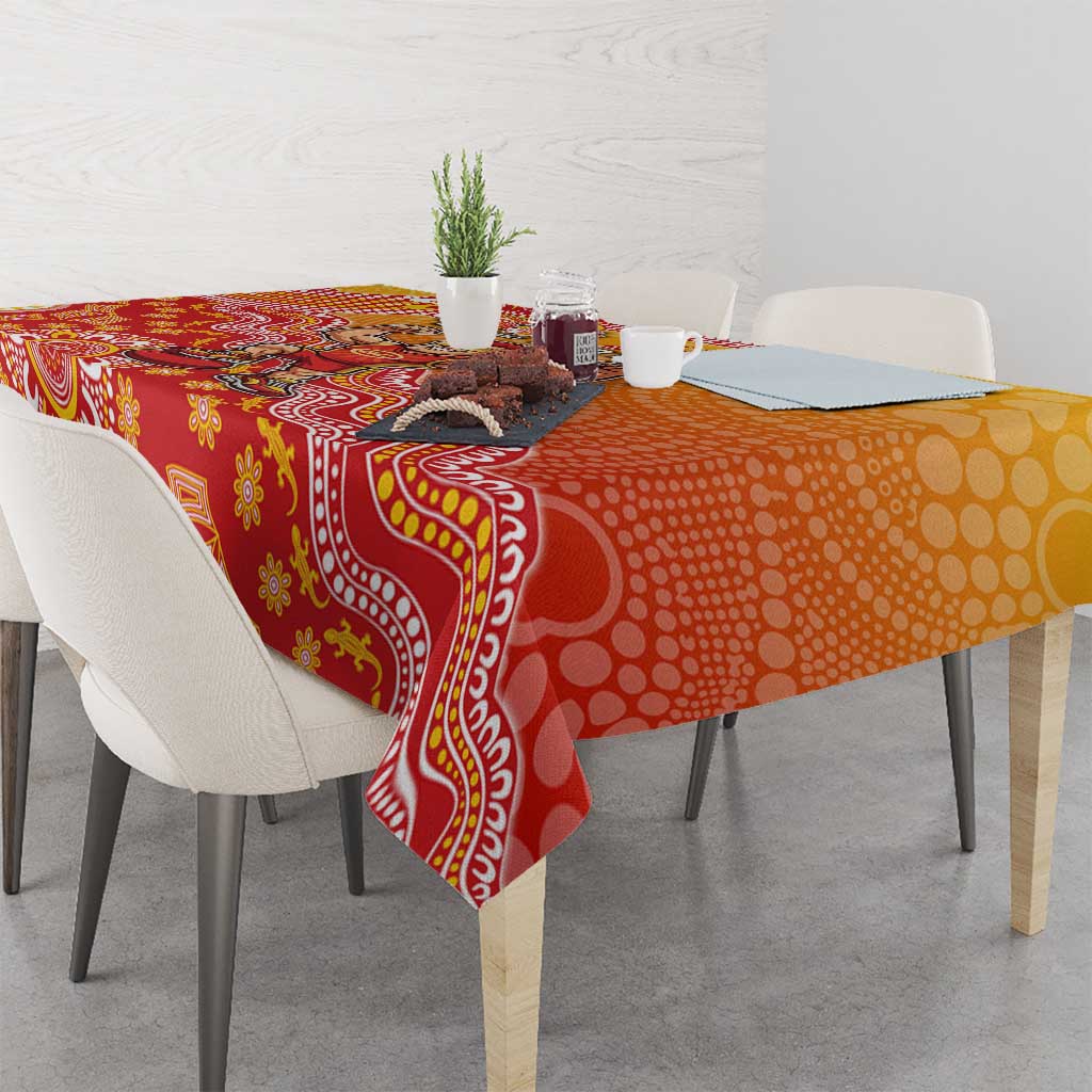 Personalized Suns Football Mascot Tablecloth Aboriginal Dot Art Style Vibrant Indigenous Pattern Design