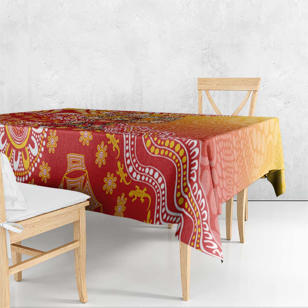 Personalized Suns Football Mascot Tablecloth Aboriginal Dot Art Style Vibrant Indigenous Pattern Design