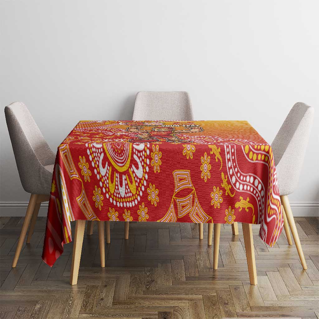 Personalized Suns Football Mascot Tablecloth Aboriginal Dot Art Style Vibrant Indigenous Pattern Design