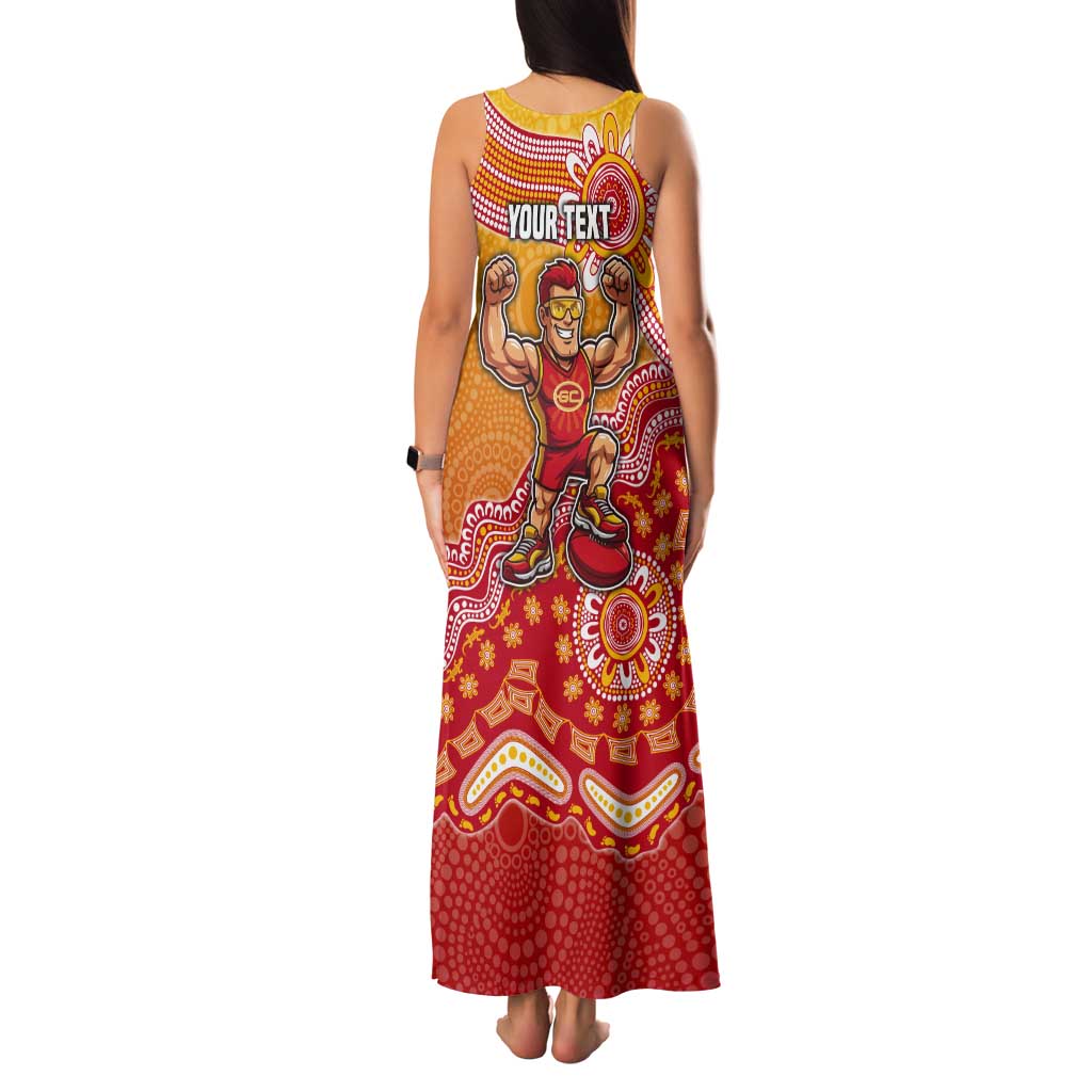 Personalized Suns Football Mascot Tank Maxi Dress Aboriginal Dot Art Style Vibrant Indigenous Pattern Design