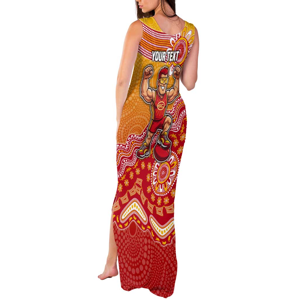 Personalized Suns Football Mascot Tank Maxi Dress Aboriginal Dot Art Style Vibrant Indigenous Pattern Design