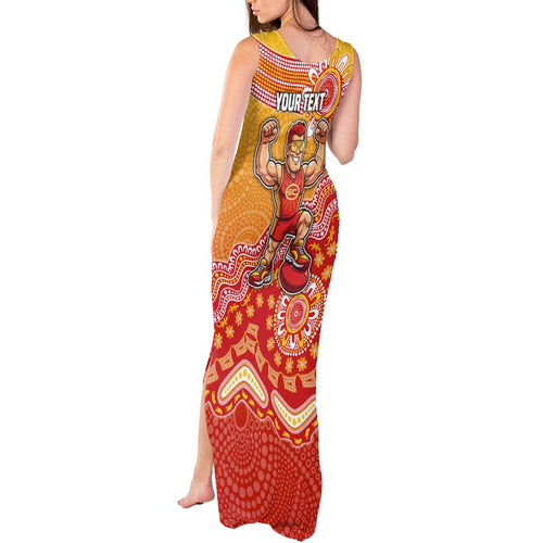 Personalized Suns Football Mascot Tank Maxi Dress Aboriginal Dot Art Style Vibrant Indigenous Pattern Design
