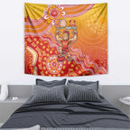 Personalized Suns Football Mascot Tapestry Aboriginal Dot Art Style Vibrant Indigenous Pattern Design
