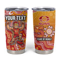 Personalized Suns Football Mascot Tumbler Cup Aboriginal Dot Art Style Vibrant Indigenous Pattern Design