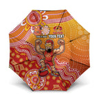 Personalized Suns Football Mascot Umbrella Aboriginal Dot Art Style Vibrant Indigenous Pattern Design