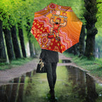 Personalized Suns Football Mascot Umbrella Aboriginal Dot Art Style Vibrant Indigenous Pattern Design