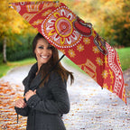 Personalized Suns Football Mascot Umbrella Aboriginal Dot Art Style Vibrant Indigenous Pattern Design