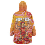 Personalized Suns Football Mascot Wearable Blanket Hoodie Aboriginal Dot Art Style Vibrant Indigenous Pattern Design