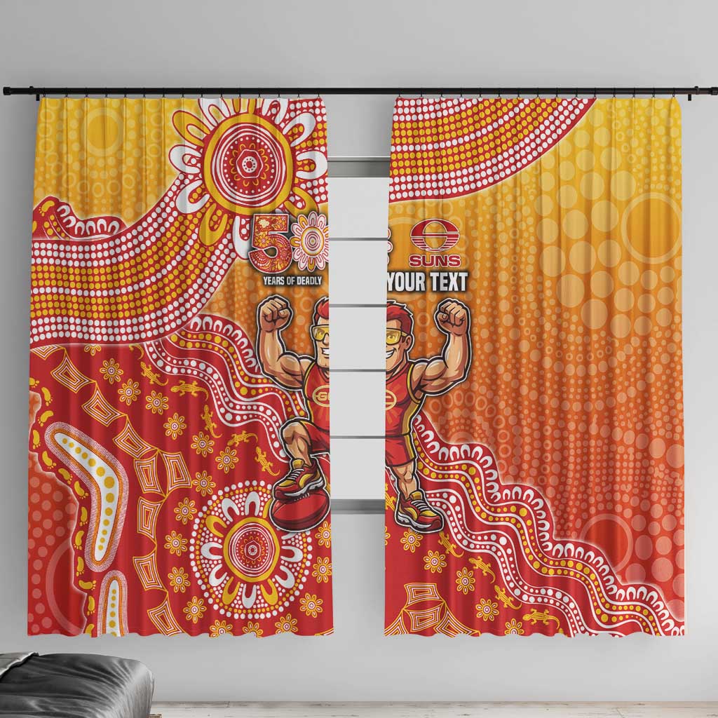 Personalized Suns Football Mascot Window Curtain Aboriginal Dot Art Style Vibrant Indigenous Pattern Design