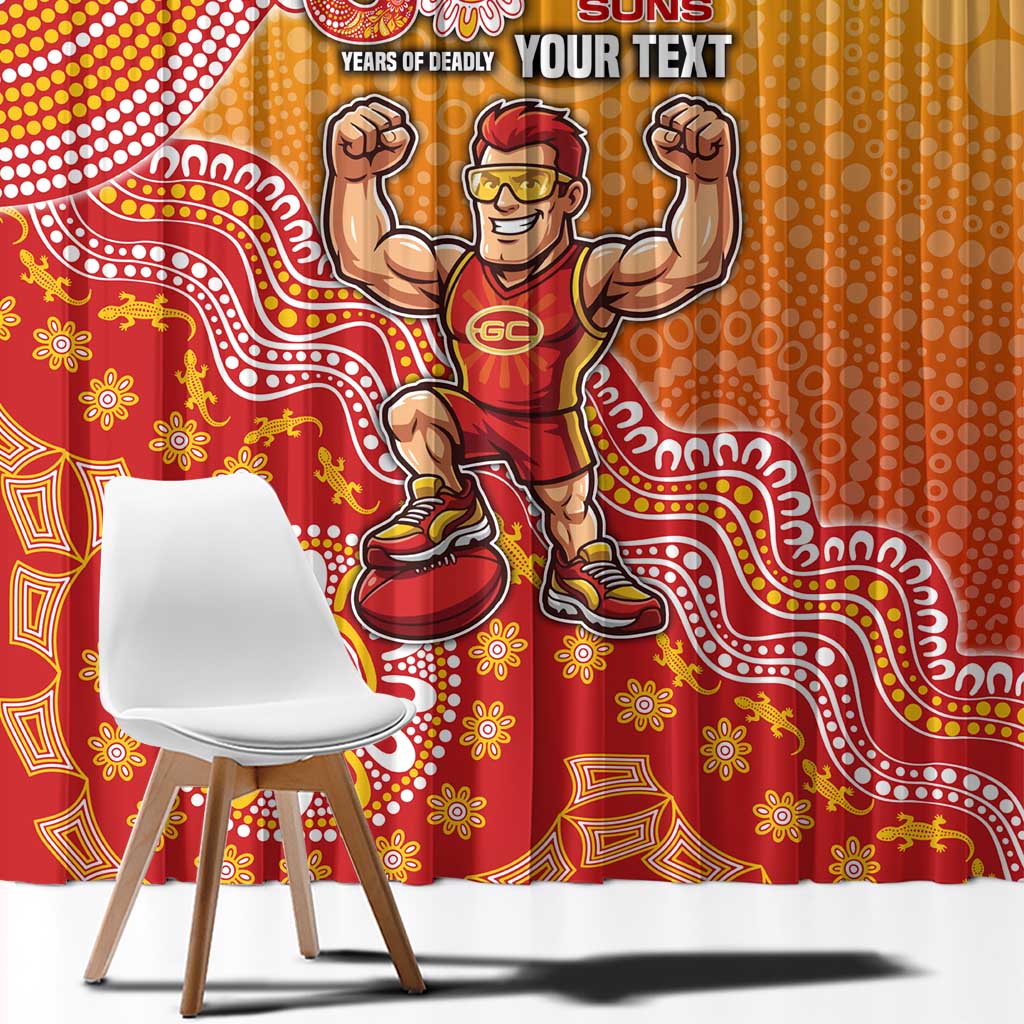 Personalized Suns Football Mascot Window Curtain Aboriginal Dot Art Style Vibrant Indigenous Pattern Design