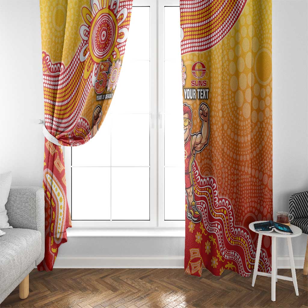 Personalized Suns Football Mascot Window Curtain Aboriginal Dot Art Style Vibrant Indigenous Pattern Design
