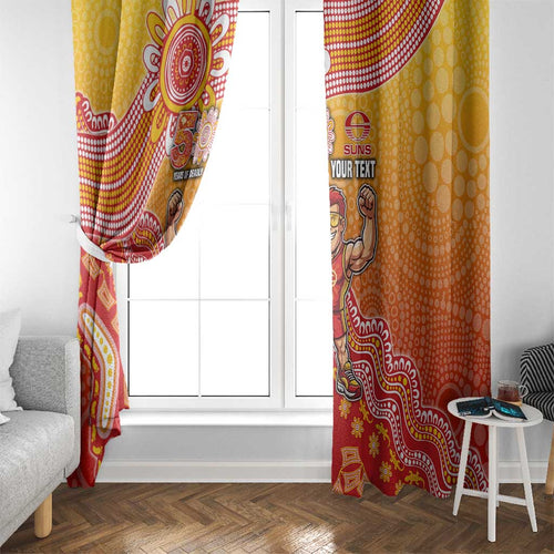 Personalized Suns Football Mascot Window Curtain Aboriginal Dot Art Style Vibrant Indigenous Pattern Design