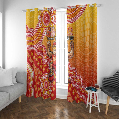 Personalized Suns Football Mascot Window Curtain Aboriginal Dot Art Style Vibrant Indigenous Pattern Design