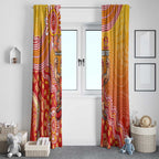 Personalized Suns Football Mascot Window Curtain Aboriginal Dot Art Style Vibrant Indigenous Pattern Design