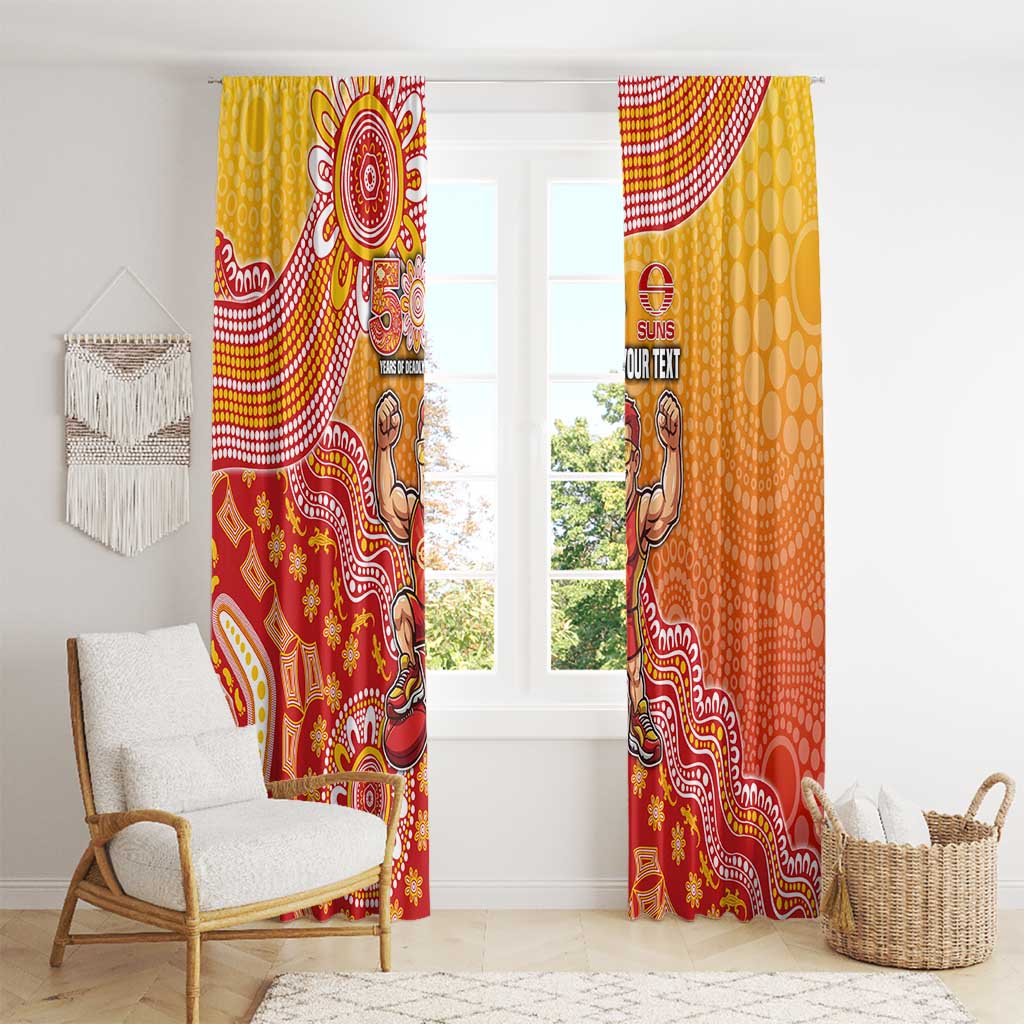 Personalized Suns Football Mascot Window Curtain Aboriginal Dot Art Style Vibrant Indigenous Pattern Design