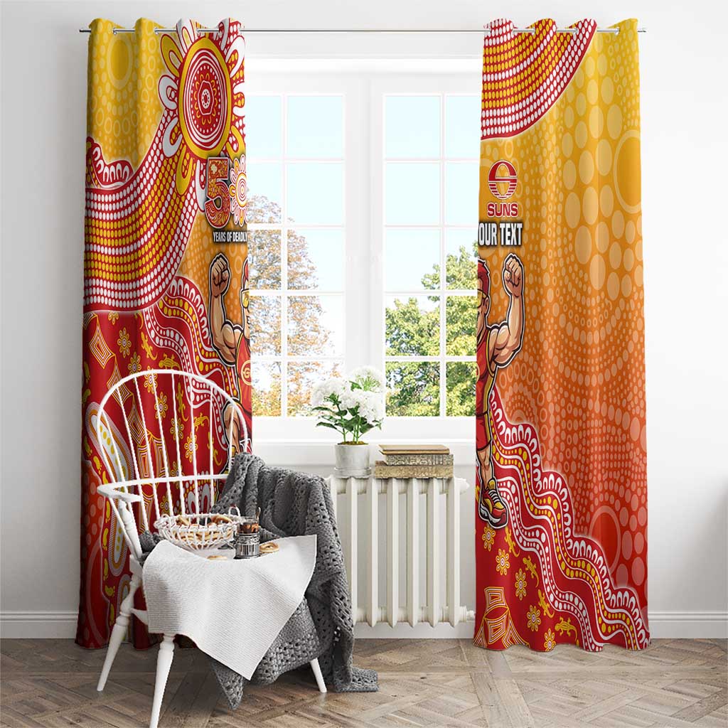 Personalized Suns Football Mascot Window Curtain Aboriginal Dot Art Style Vibrant Indigenous Pattern Design