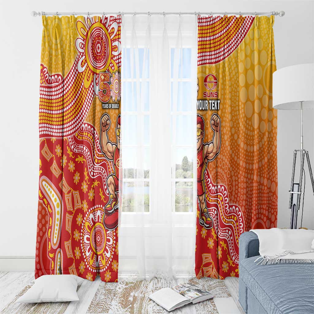 Personalized Suns Football Mascot Window Curtain Aboriginal Dot Art Style Vibrant Indigenous Pattern Design