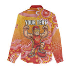 Personalized Suns Football Mascot Women Casual Shirt Aboriginal Dot Art Style Vibrant Indigenous Pattern Design