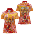 Personalized Suns Football Mascot Women Polo Shirt Aboriginal Dot Art Style Vibrant Indigenous Pattern Design