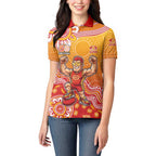 Personalized Suns Football Mascot Women Polo Shirt Aboriginal Dot Art Style Vibrant Indigenous Pattern Design