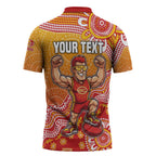 Personalized Suns Football Mascot Zipper Polo Shirt Aboriginal Dot Art Style Vibrant Indigenous Pattern Design