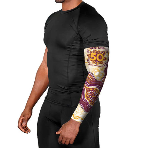 Brisbane Broncos NAIDOC Week 2026 Arm Sleeves First Nations of Australia Aboriginal Mascot Rugby