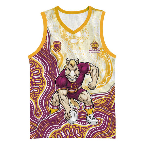Brisbane Broncos NAIDOC Week 2026 Basketball Jersey First Nations of Australia Aboriginal Mascot Rugby