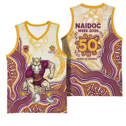 Brisbane Broncos NAIDOC Week 2026 Basketball Jersey First Nations of Australia Aboriginal Mascot Rugby