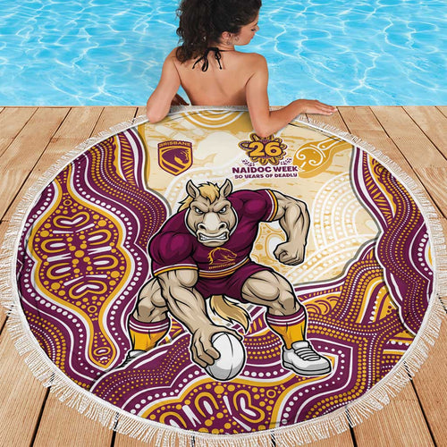 Brisbane Broncos NAIDOC Week 2026 Beach Blanket First Nations of Australia Aboriginal Mascot Rugby