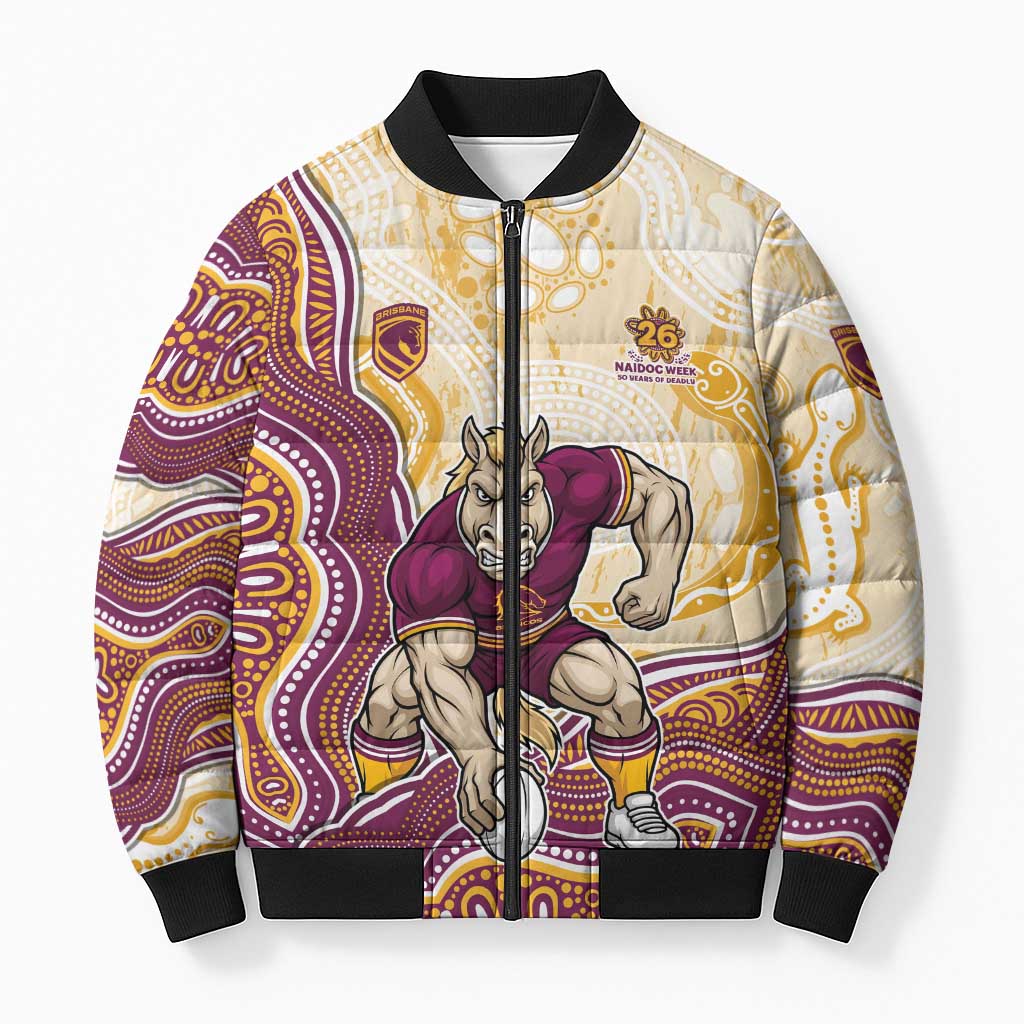 Brisbane Broncos NAIDOC Week 2026 Bomber Puffer Jacket First Nations of Australia Aboriginal Mascot Rugby