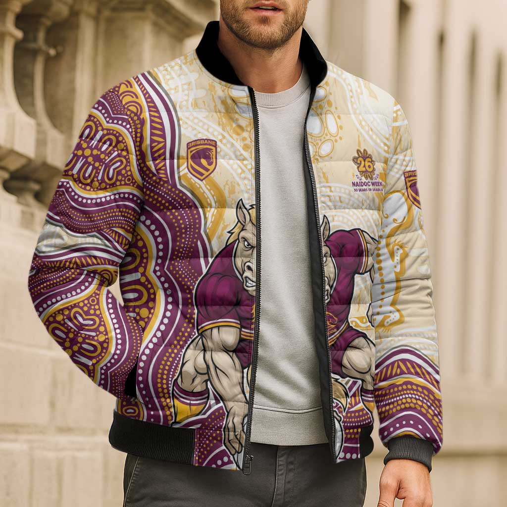Brisbane Broncos NAIDOC Week 2026 Bomber Puffer Jacket First Nations of Australia Aboriginal Mascot Rugby
