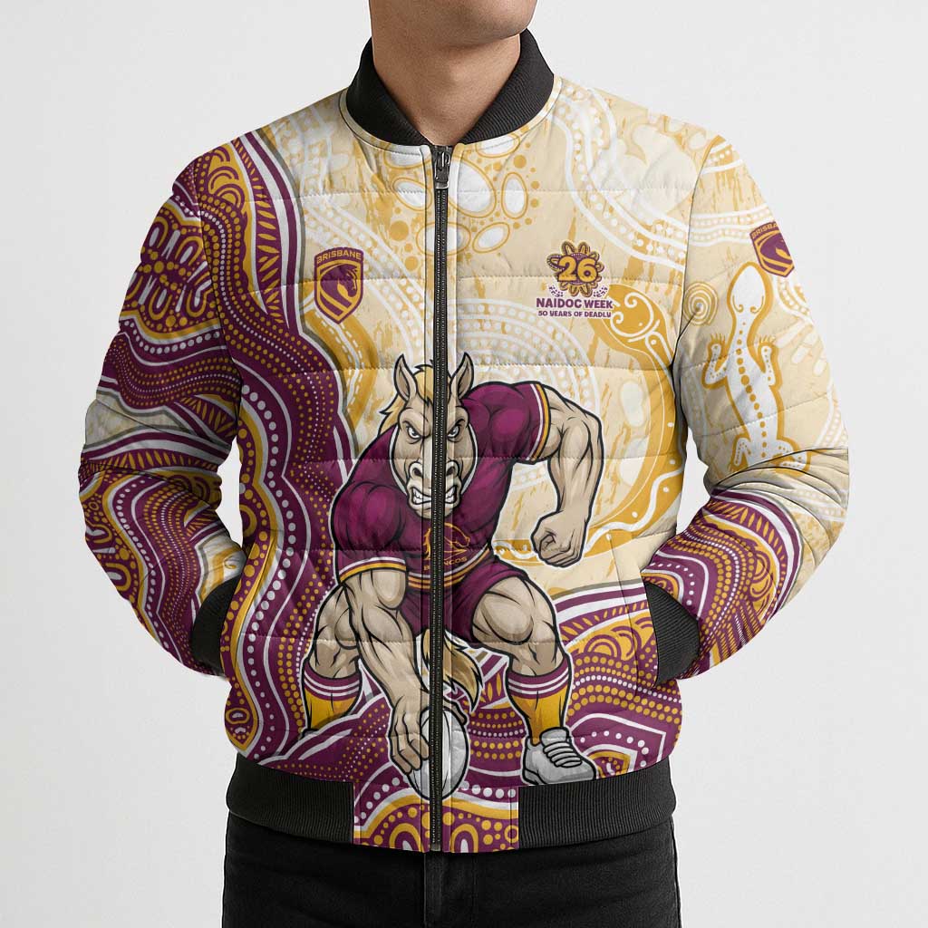 Brisbane Broncos NAIDOC Week 2026 Bomber Puffer Jacket First Nations of Australia Aboriginal Mascot Rugby