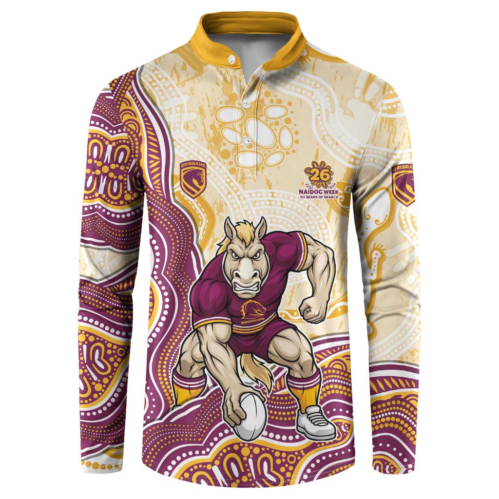 Brisbane Broncos NAIDOC Week 2026 Button Sweatshirt First Nations of Australia Aboriginal Mascot Rugby
