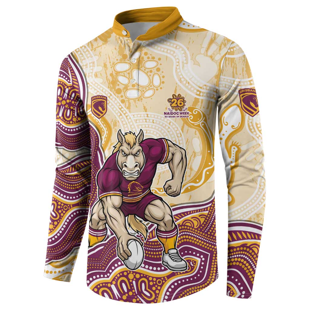 Brisbane Broncos NAIDOC Week 2026 Button Sweatshirt First Nations of Australia Aboriginal Mascot Rugby