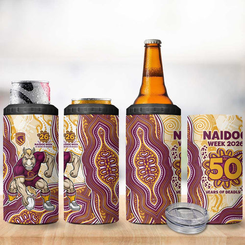 Brisbane Broncos NAIDOC Week 2026 4 in 1 Can Cooler Tumbler First Nations of Australia Aboriginal Mascot Rugby