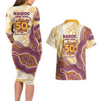 Brisbane Broncos NAIDOC Week 2026 Couples Matching Long Sleeve Bodycon Dress and Hawaiian Shirt First Nations of Australia Aboriginal Mascot Rugby